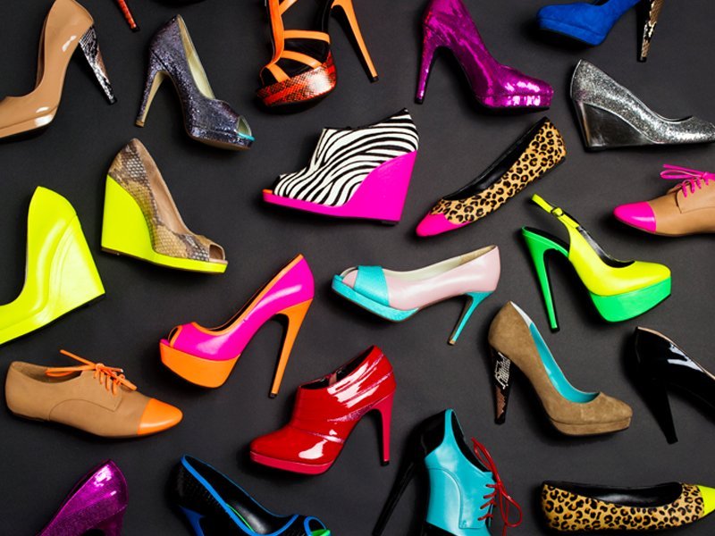 Обувь рядами