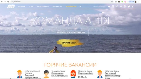 Работа в АЛИДИ